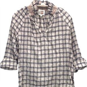 A Shirt Thing Josephine top size M in ivory plaid NWT